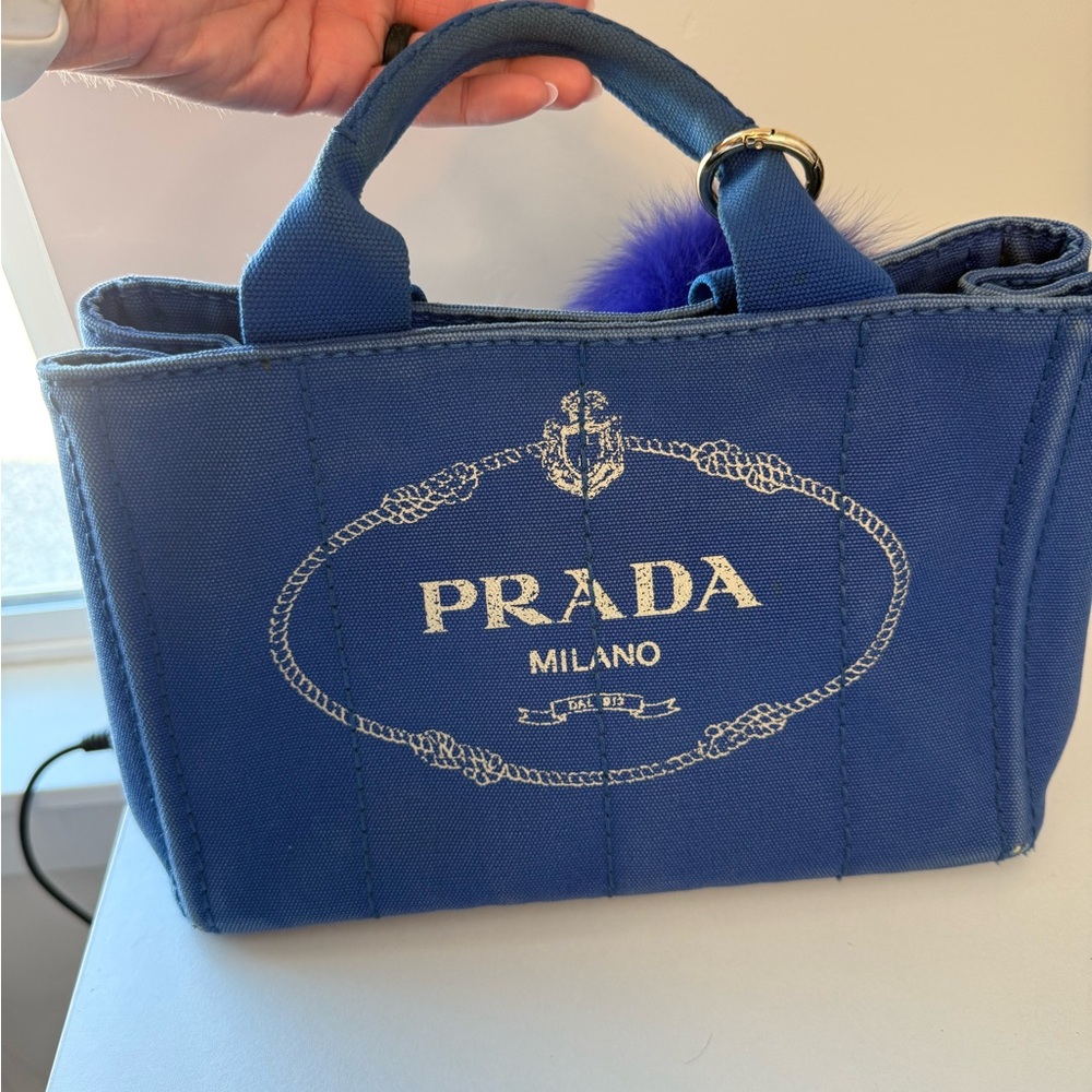 Prada Royal Blue Canvas Tote